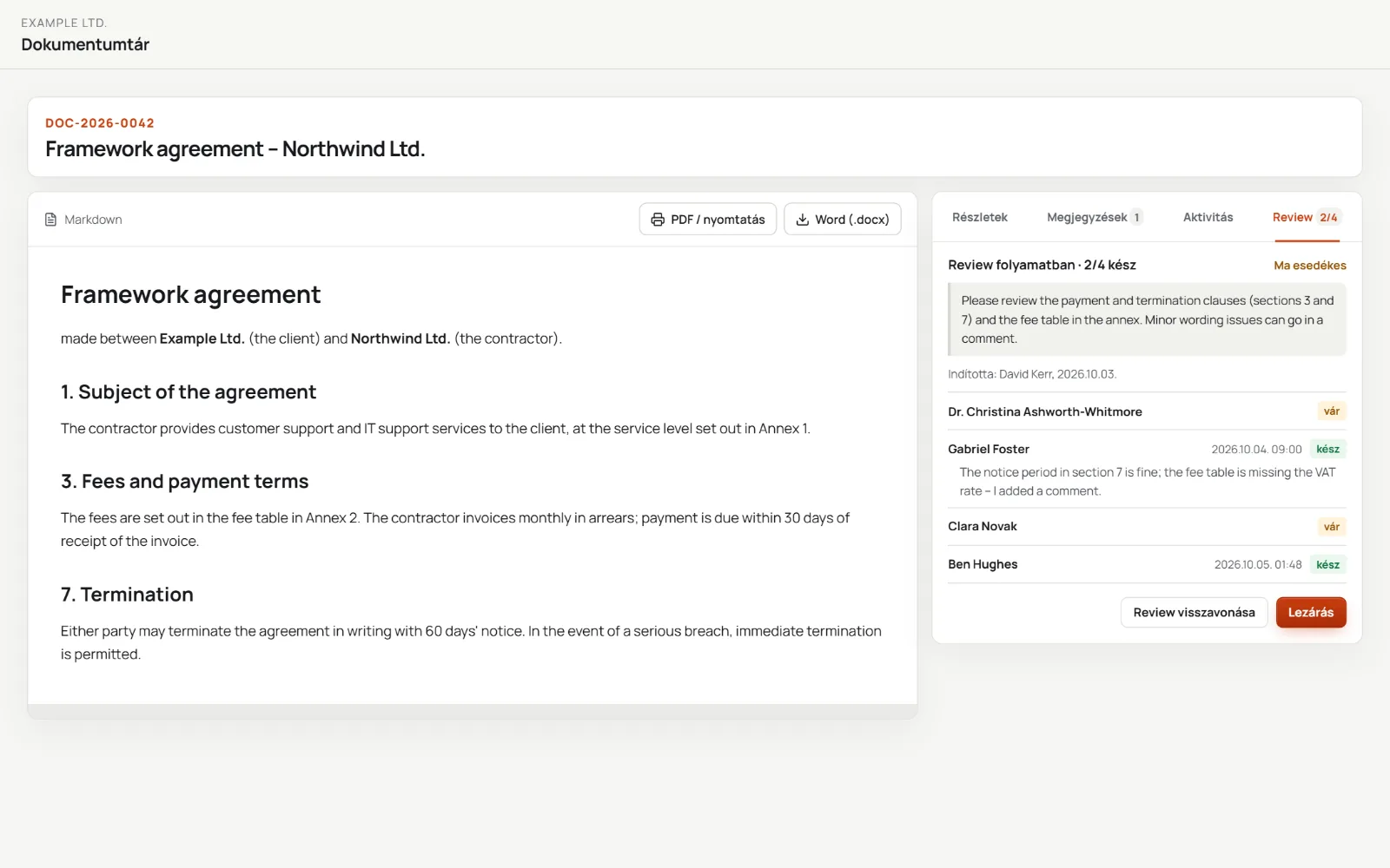 An ongoing review with participants, sample data